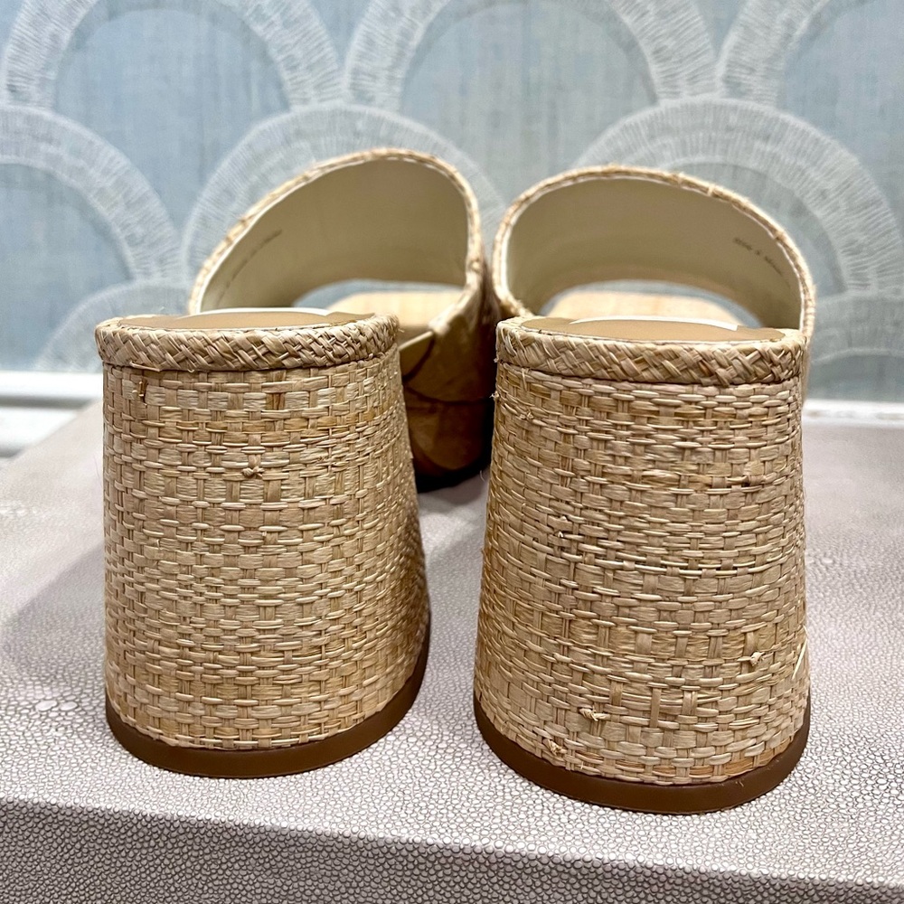 Dolce Vita Marsha Natural Raffia Slip-on Mule Block Heels, SZ 6 - Picture 6 of 8